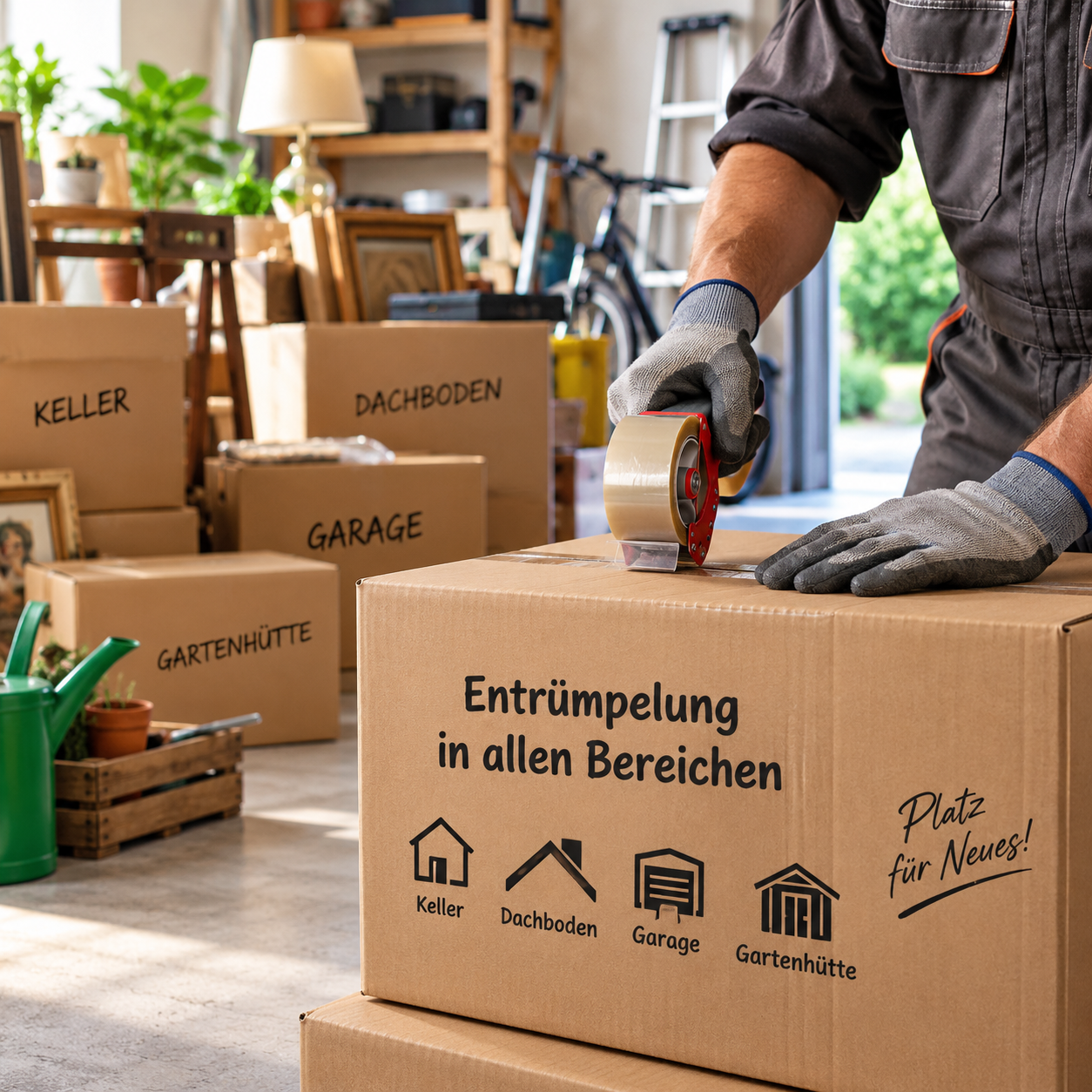 Entrümpelung von Keller, Dachboden, Garage und Gartenhütte